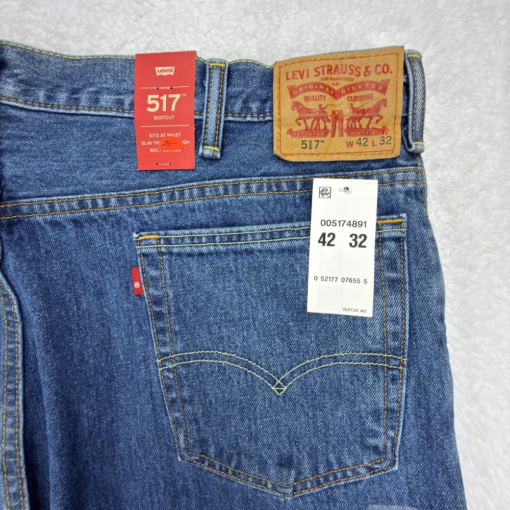 Levis 517 Boot Cut Denim Jeans Mens 42x32 Blue NWT